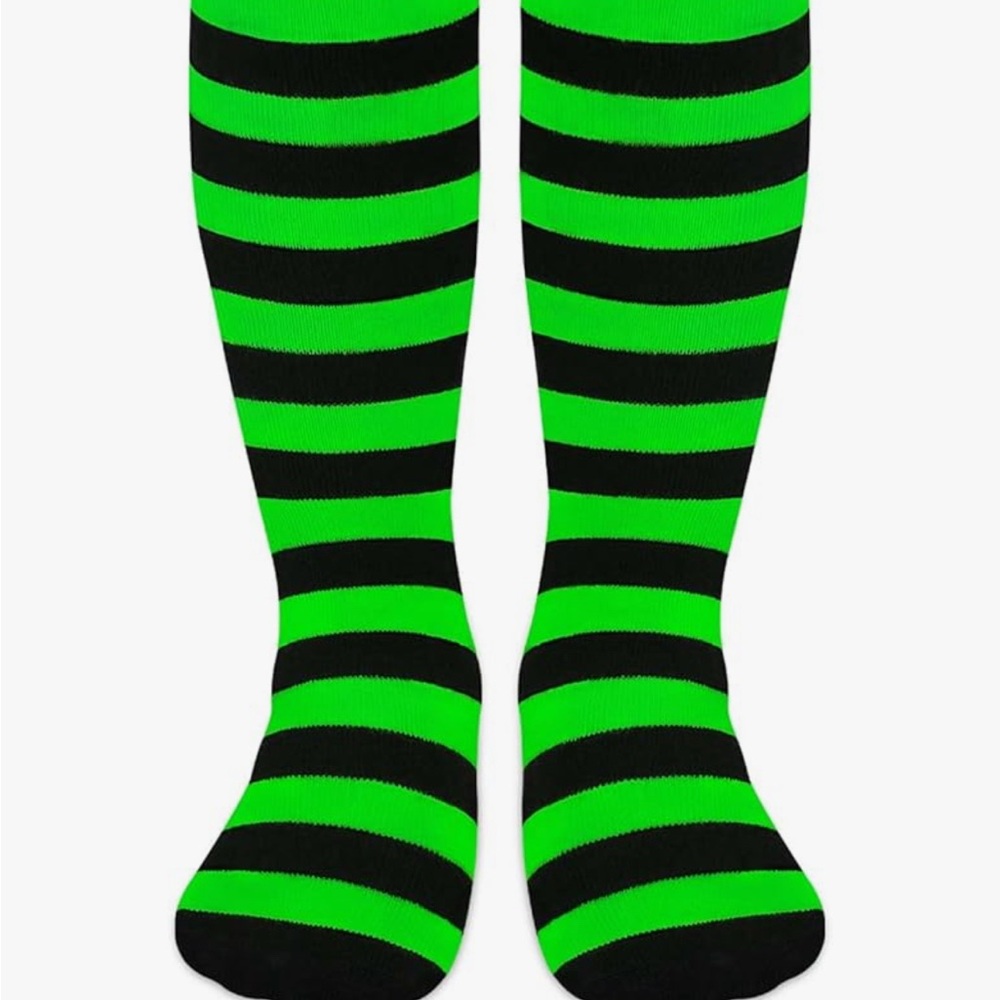 Green and Black Striped toddler socks